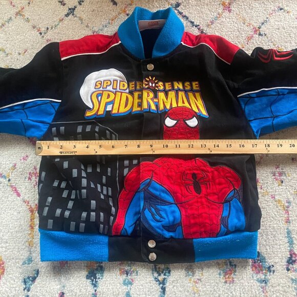 Vintage Marvel Spider Man Jacket Big Boy Medium Embroidered Racing Spider Sense - Picture 4 of 11